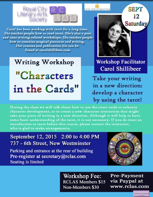 Carol Shillibeer Tarot Workshop Sat SEPT 12 2015 copy