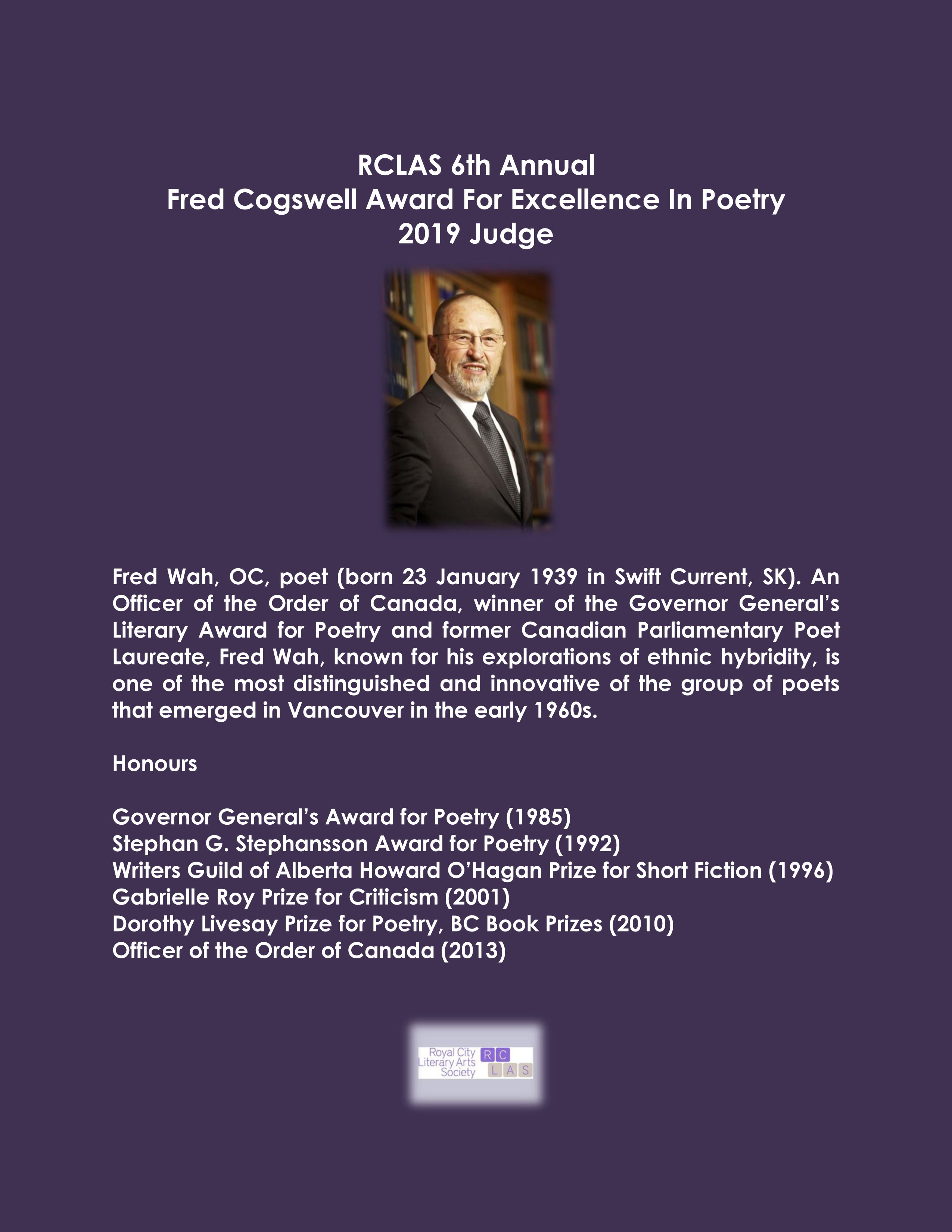 RCLAS 2019 JUDGE Fred Wah